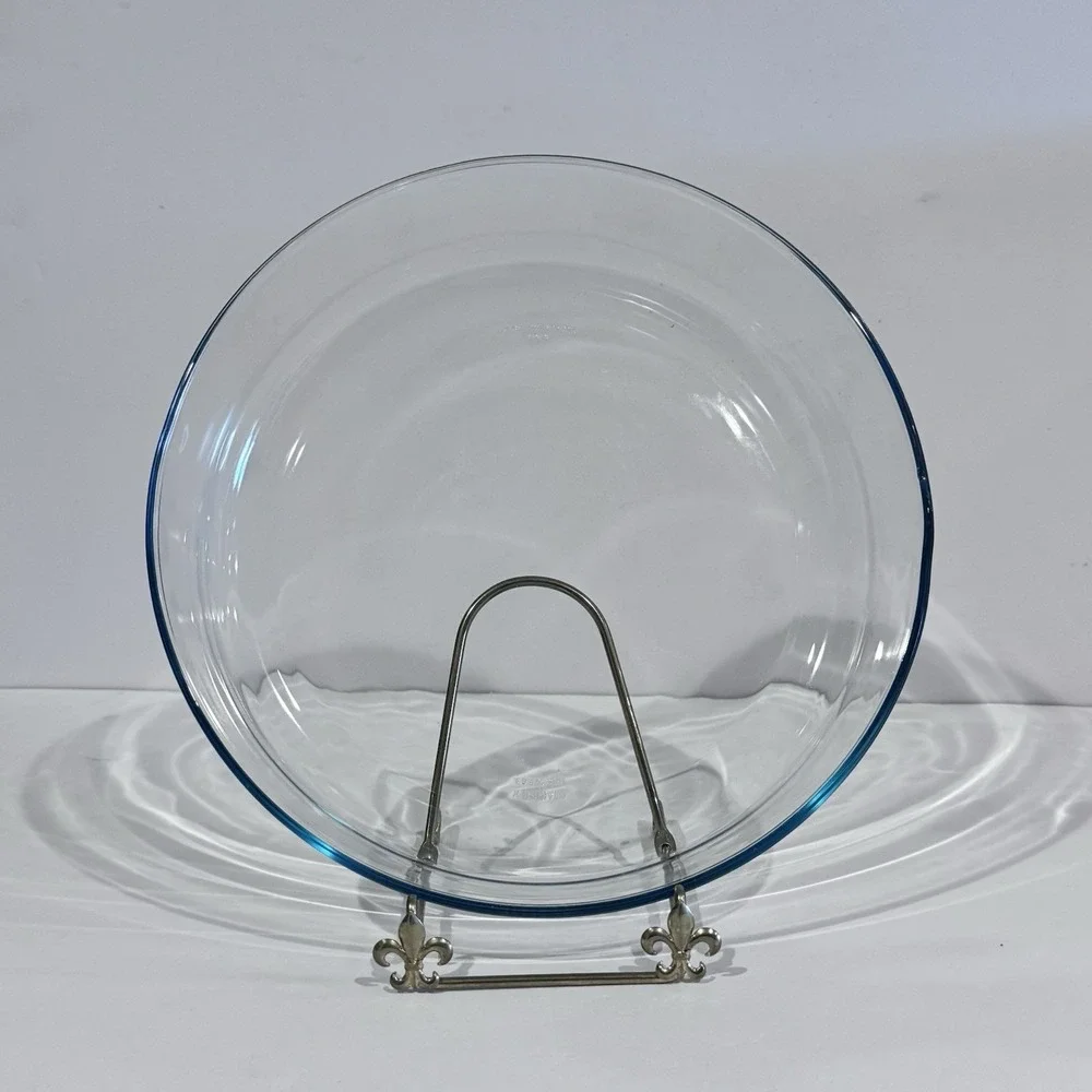 Marinex Blue Tint‎ Glass Round Shallow Flat Serving Bowl 10
